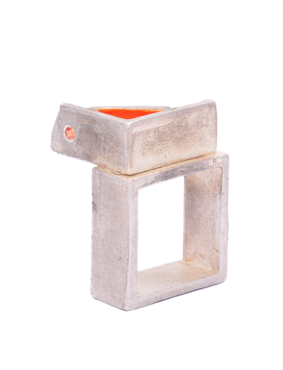 Set Square Ring – Silver, Enamel & Sapphire