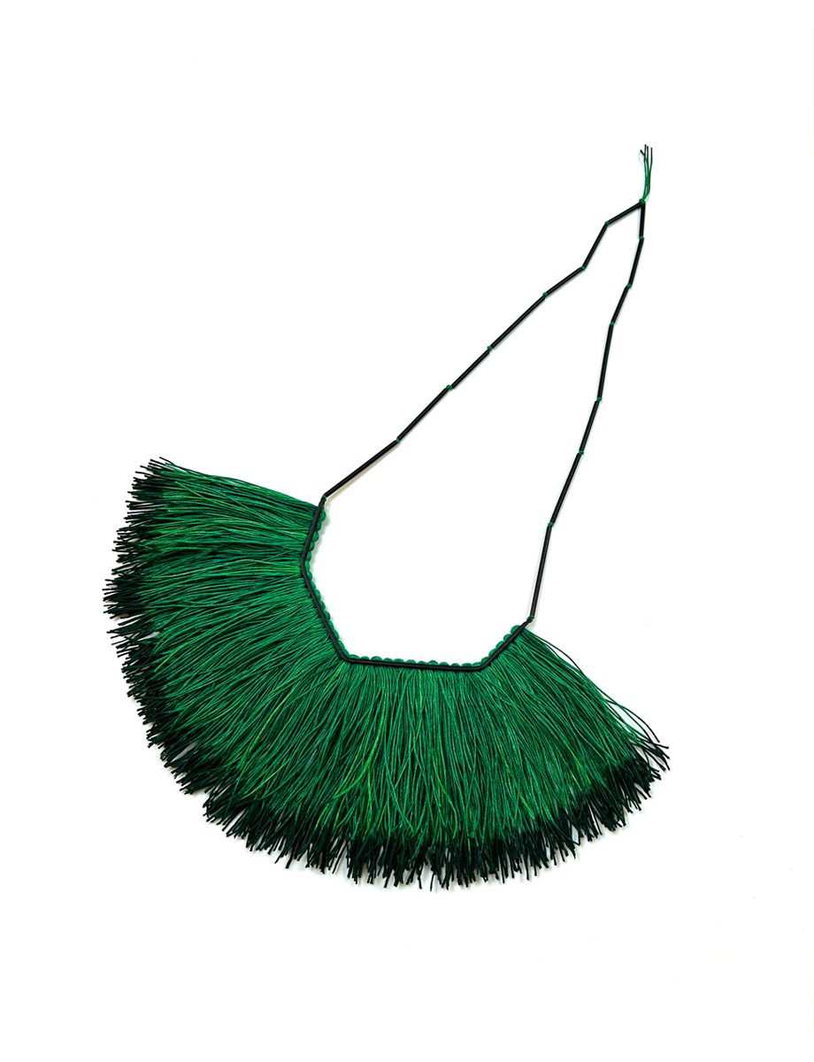 A Night Garden Necklace – Green Linen & Powdercoated Brass