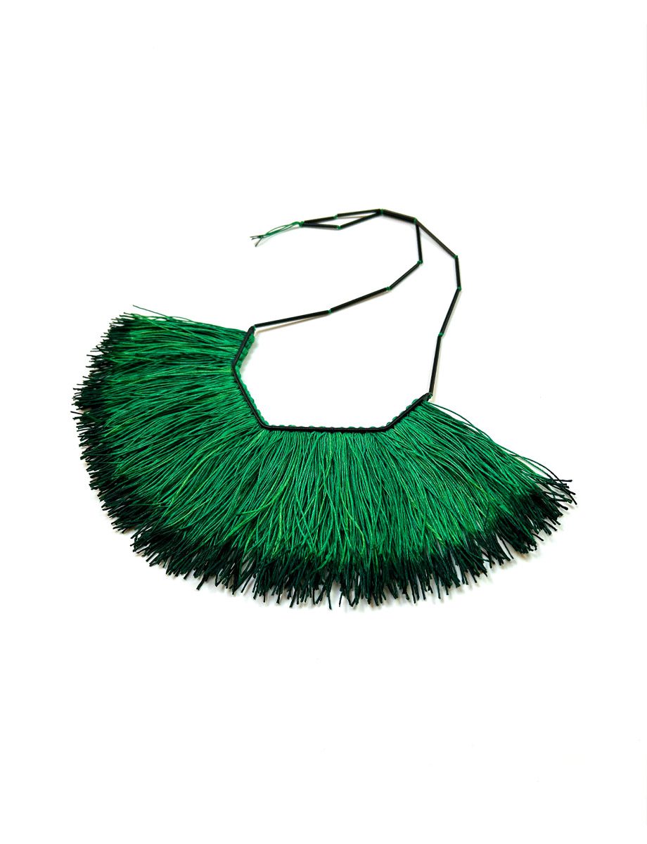 A Night Garden Necklace – Green Linen & Powdercoated Brass