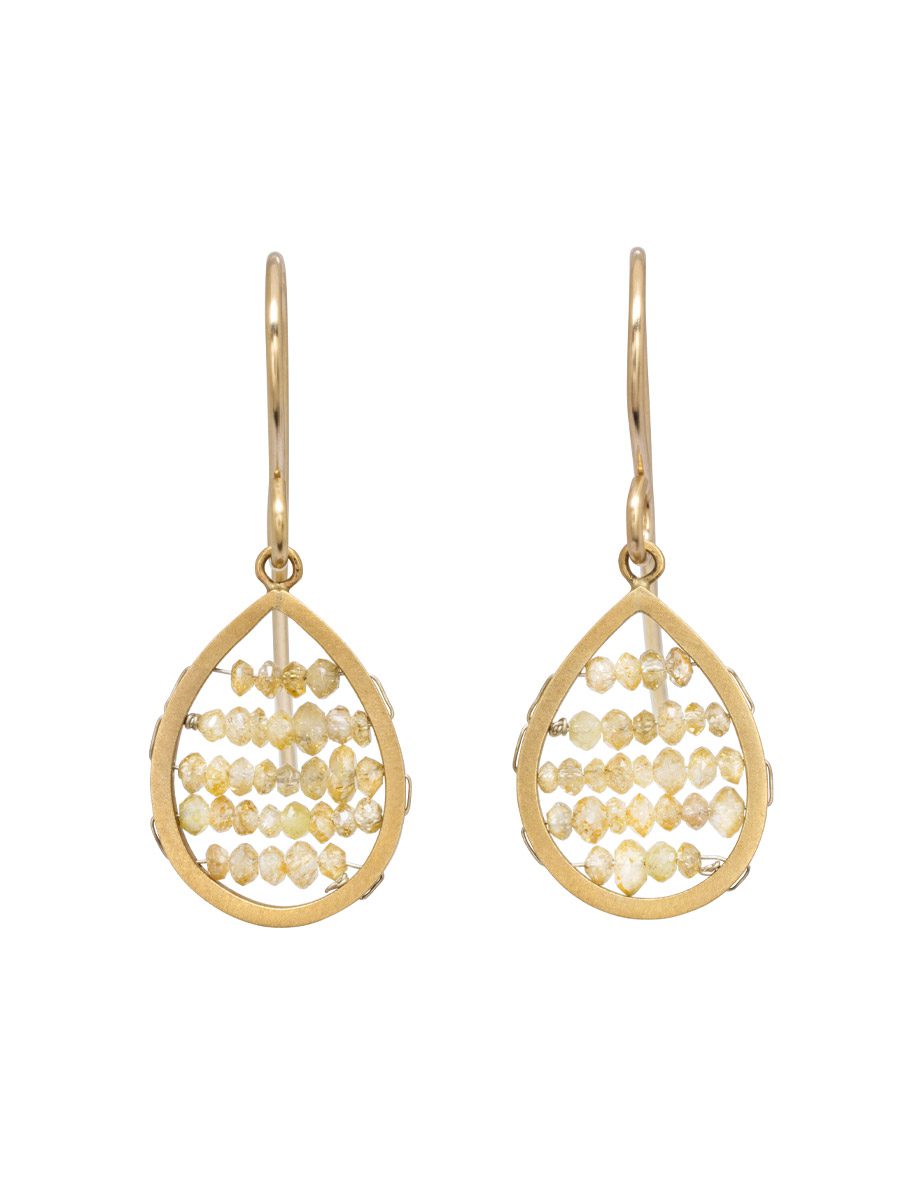 Small Teardrop Reef Earrings – Gold & Diamond