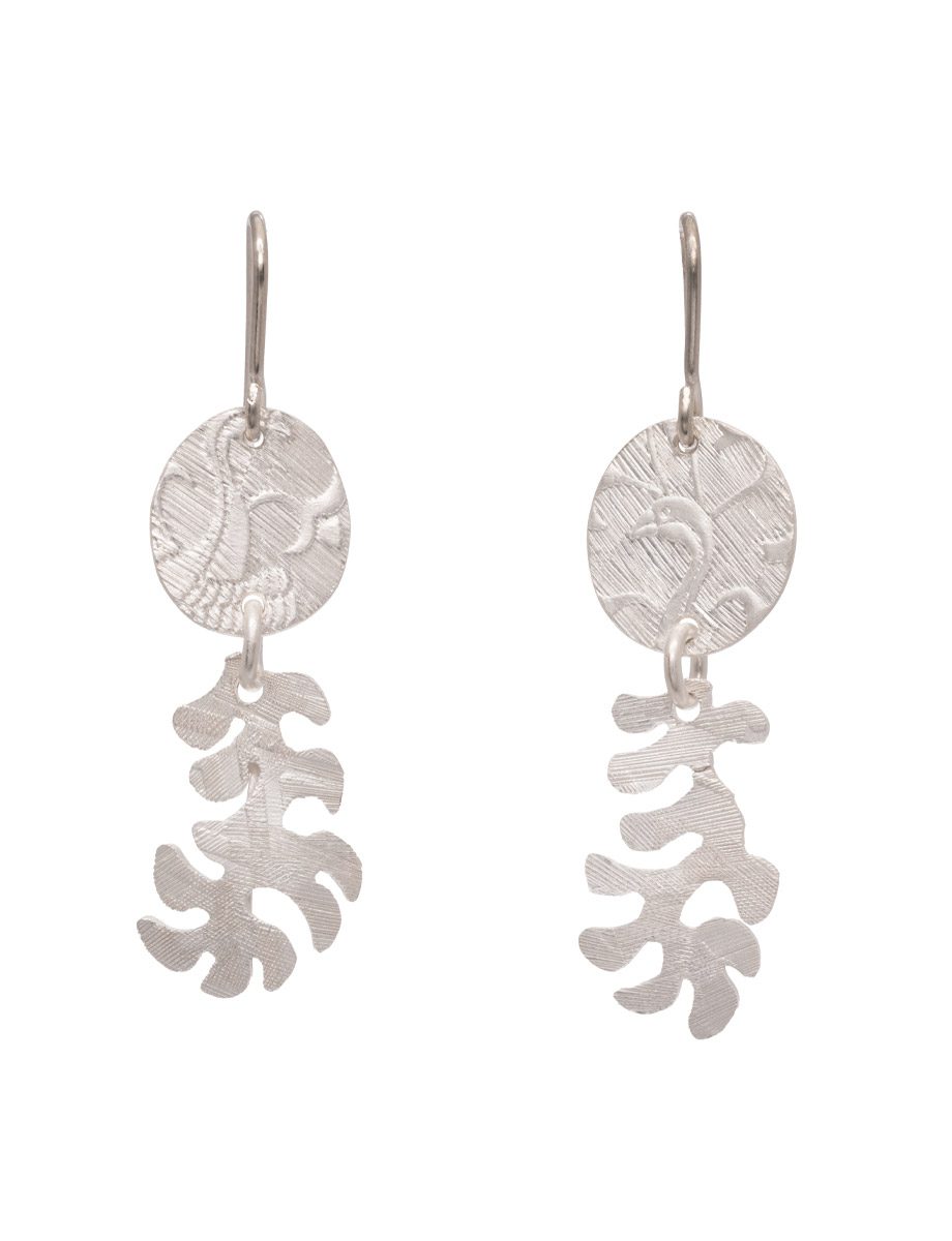 White Leaves Hook Earrings – Sterling Silver