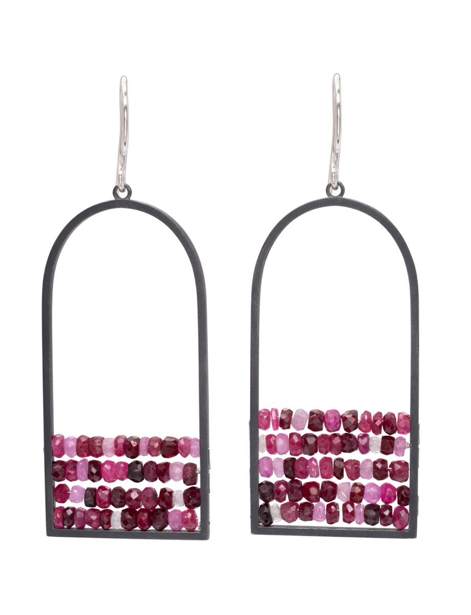 Large Arch Reef Earrings – Silver & Ruby