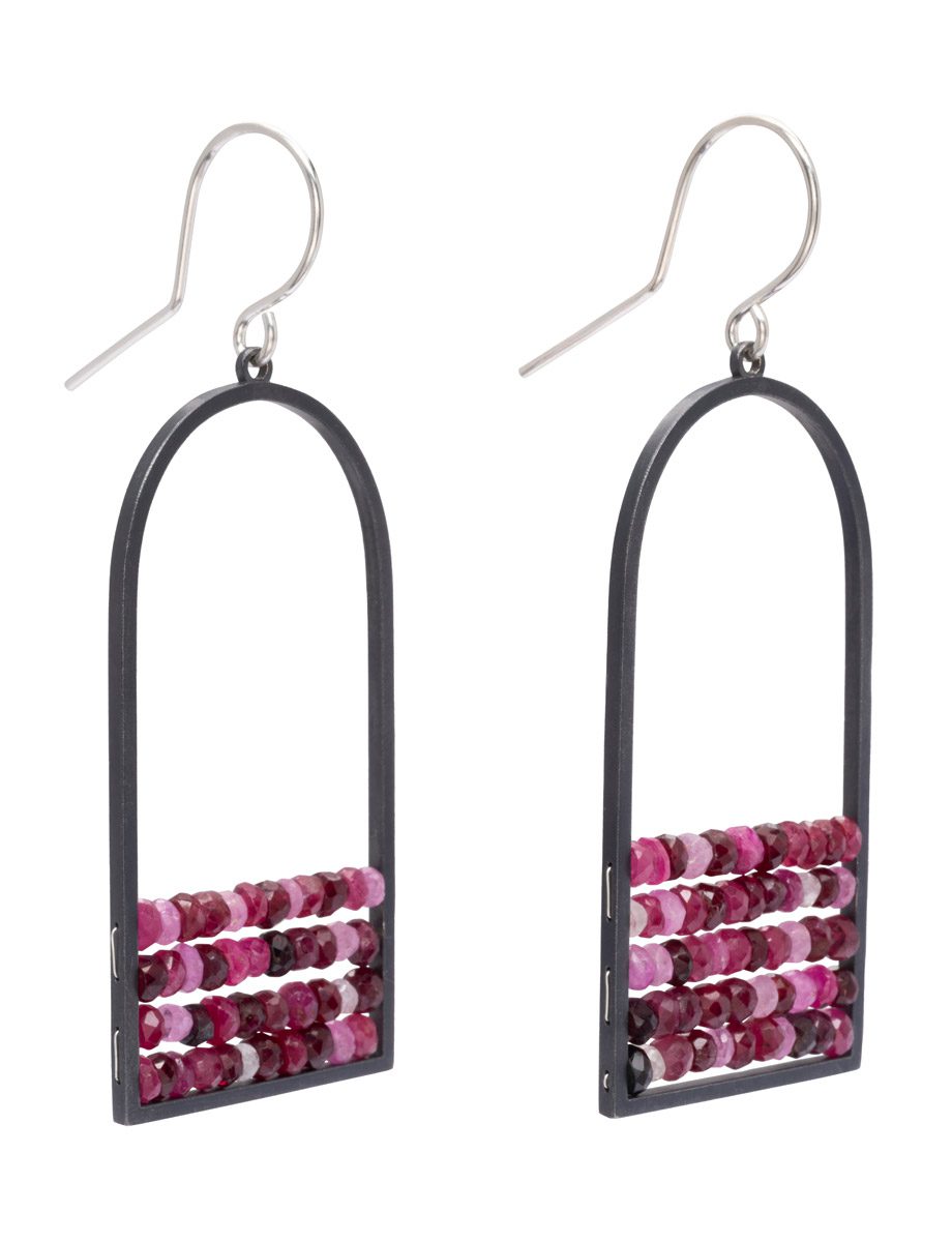 Large Arch Reef Earrings – Silver & Ruby