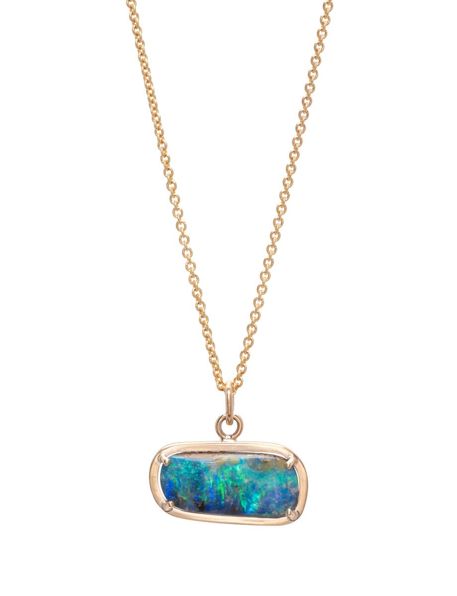 Boulder Opal Outline Necklace – Yellow Gold & Opal