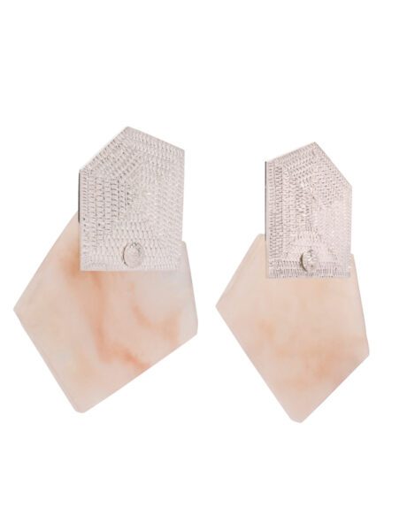 Oblique Earrings – Marbled Pink Corian