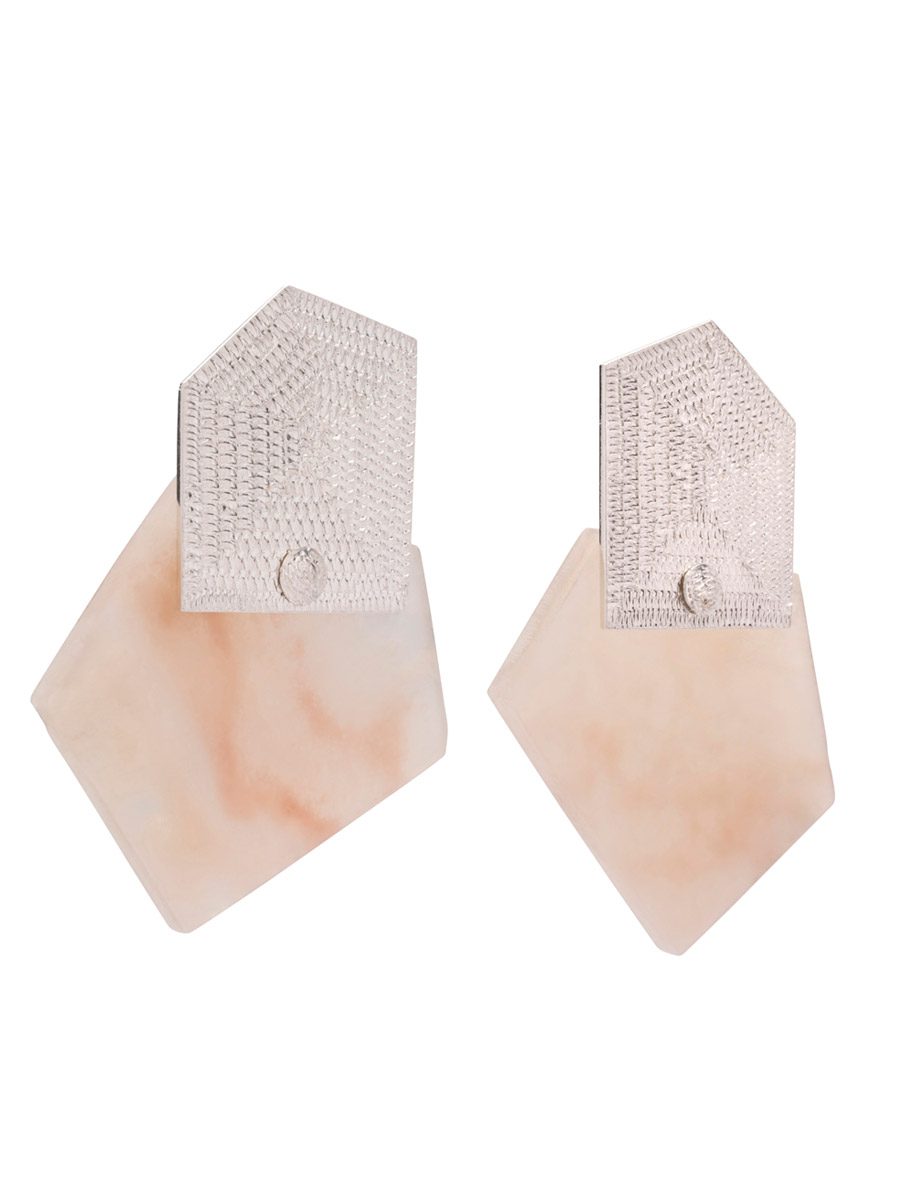 Oblique Earrings – Marbled Pink Corian