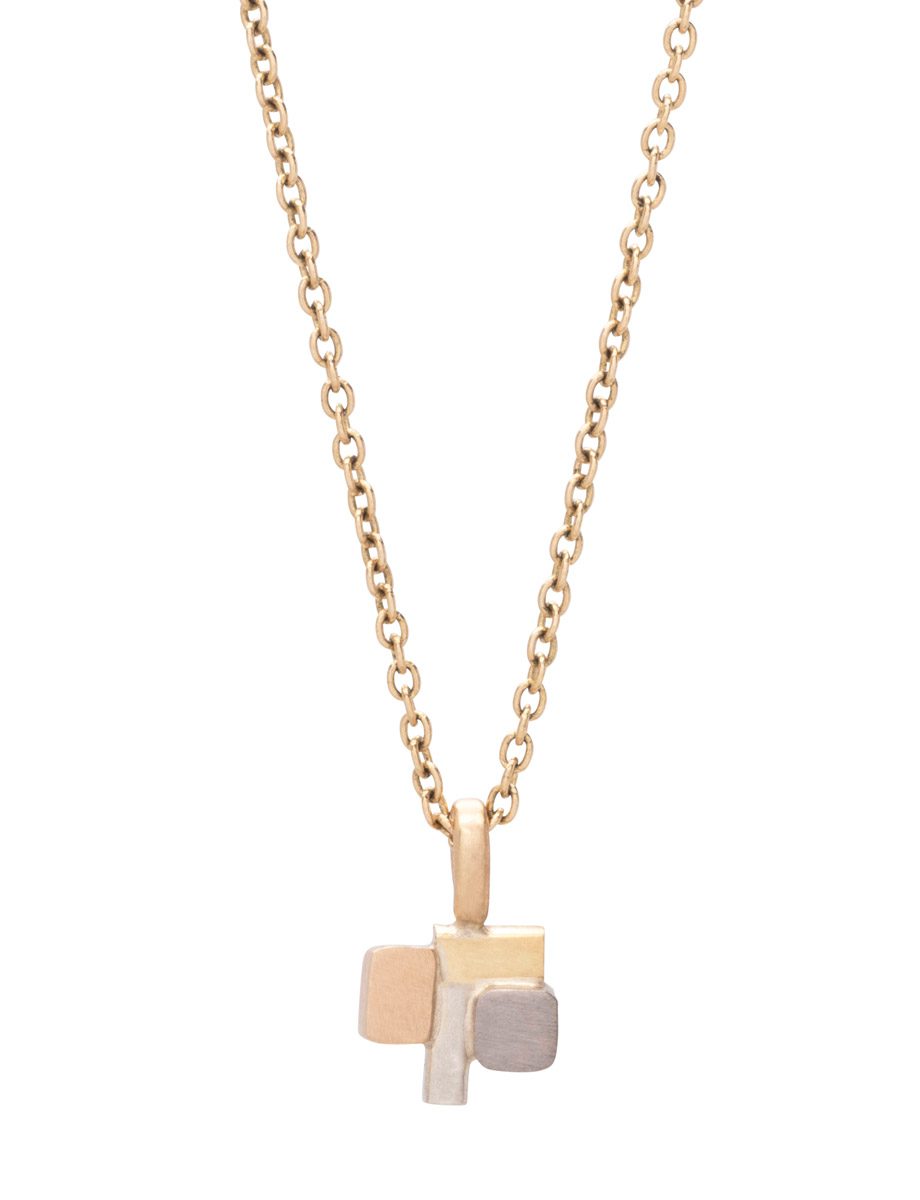 Skyline Steps Fine Pendant Necklace – White & Yellow Gold