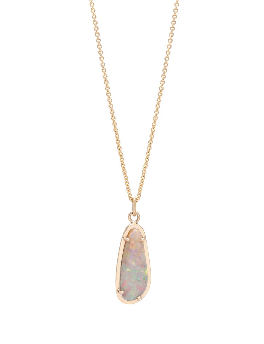 Boulder Opal Outline Pendant  – Yellow Gold & Opalton Boulder Opal
