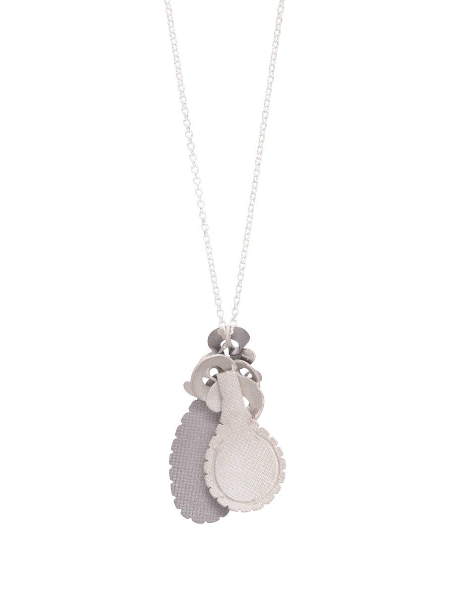 Cloud Collage #1 Pendant Necklace – Silver & Monel
