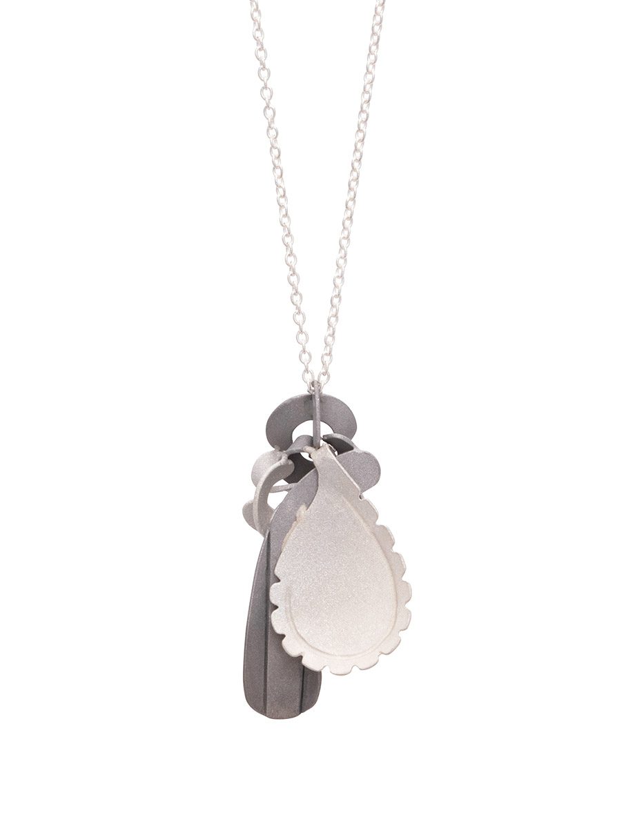 Cloud Collage #2 Pendant Necklace – Silver & Monel
