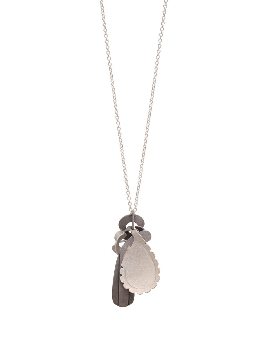 Cloud Collage #2 Pendant Necklace – Silver & Monel