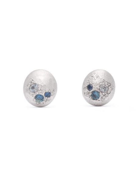 Glimmer Stud Earrings – Silver & Sapphires