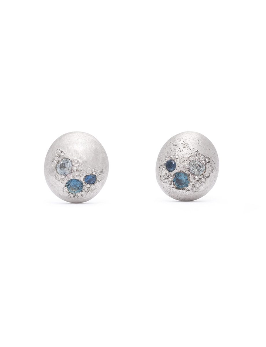 Glimmer Stud Earrings – Silver & Sapphires