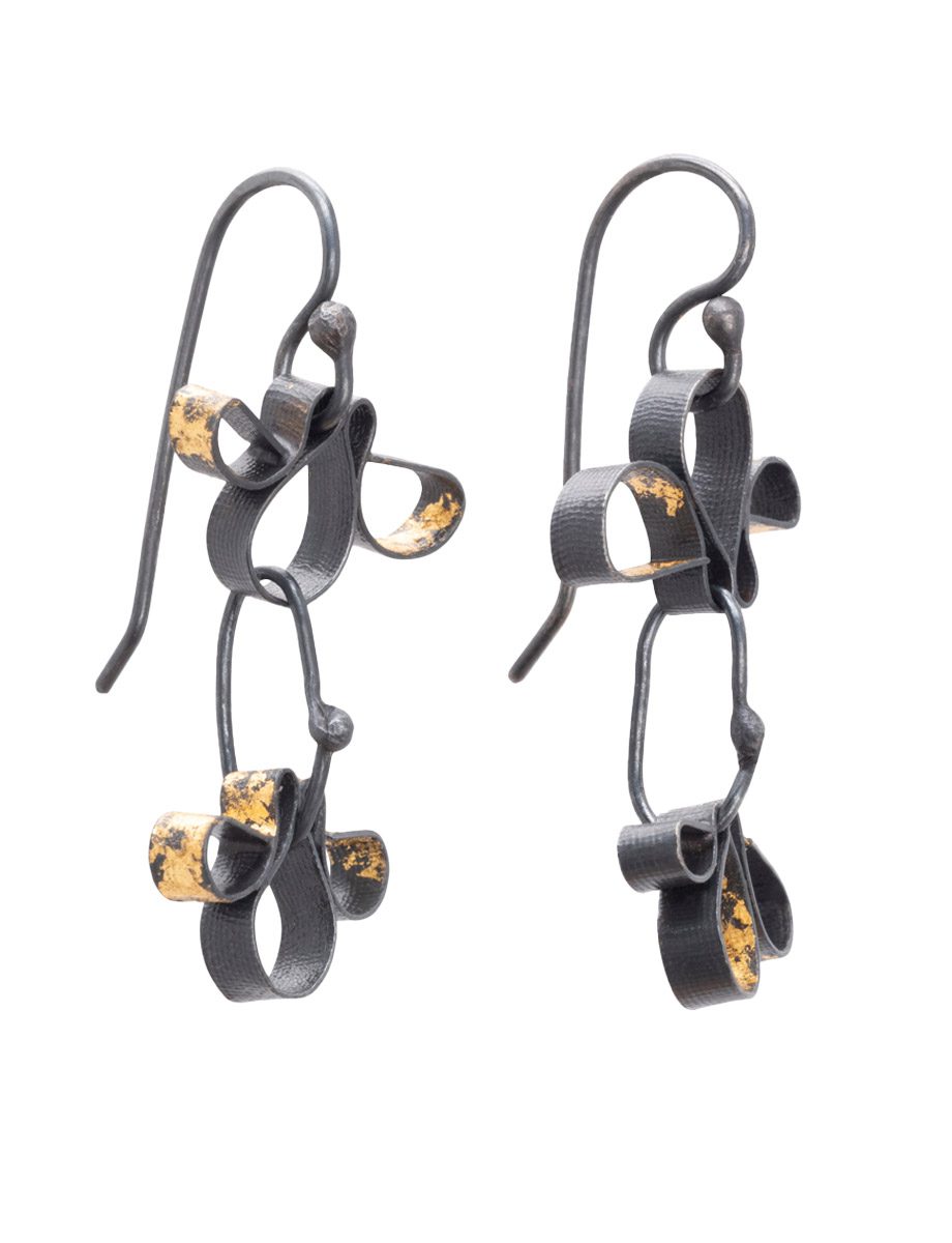 Peony Bud Earrings – Blackened Silver & Gold