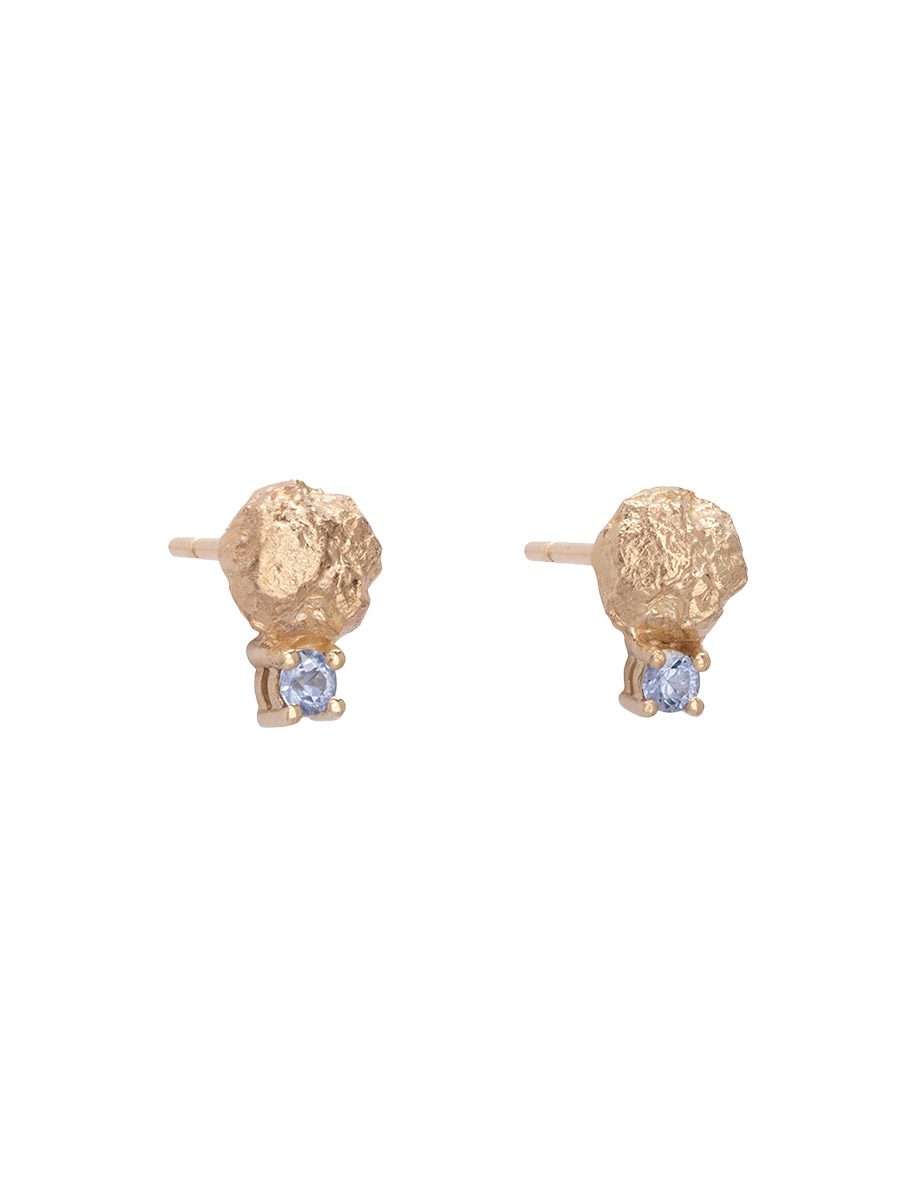 Stellar Meridiem Stud Earrings – Yellow Gold & Ceylon Sapphires