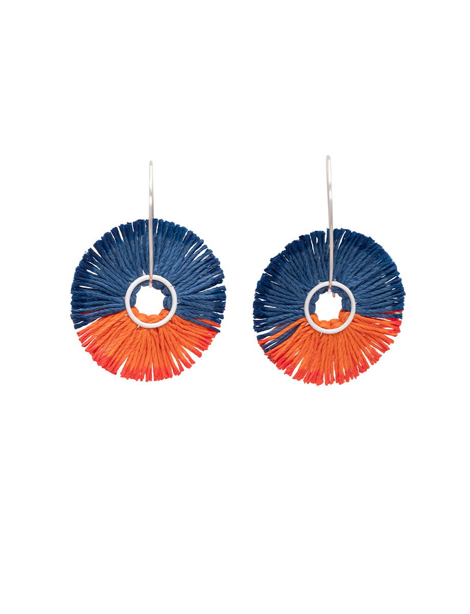 Two-toned Twilight Stamen Earrings – Silver & Blue Linen