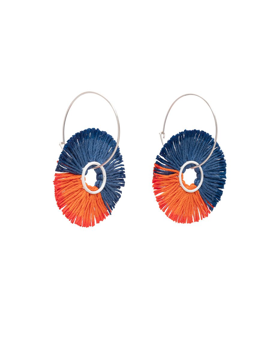 Two-toned Twilight Stamen Earrings – Silver & Blue Linen