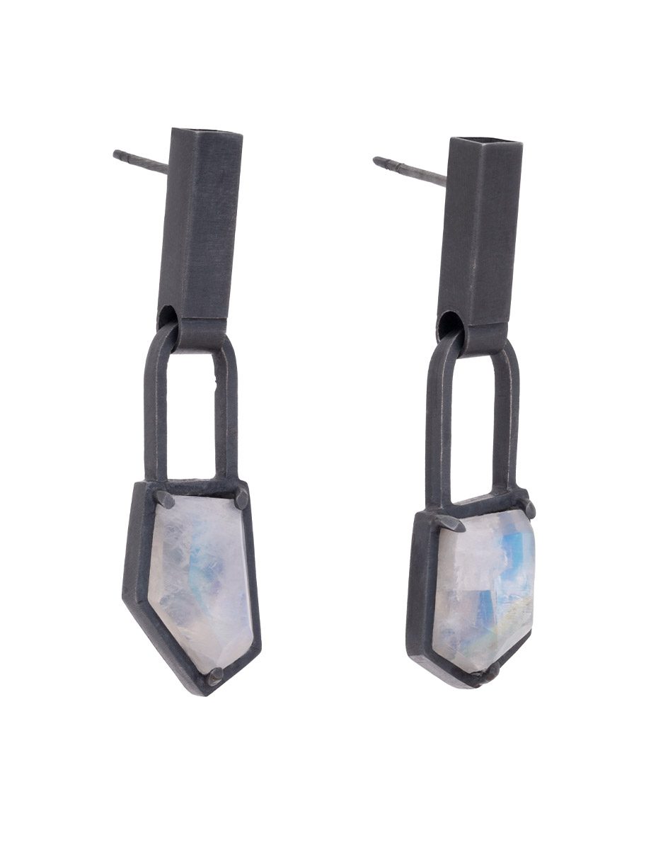 Asymetric Moon Drop Earrings