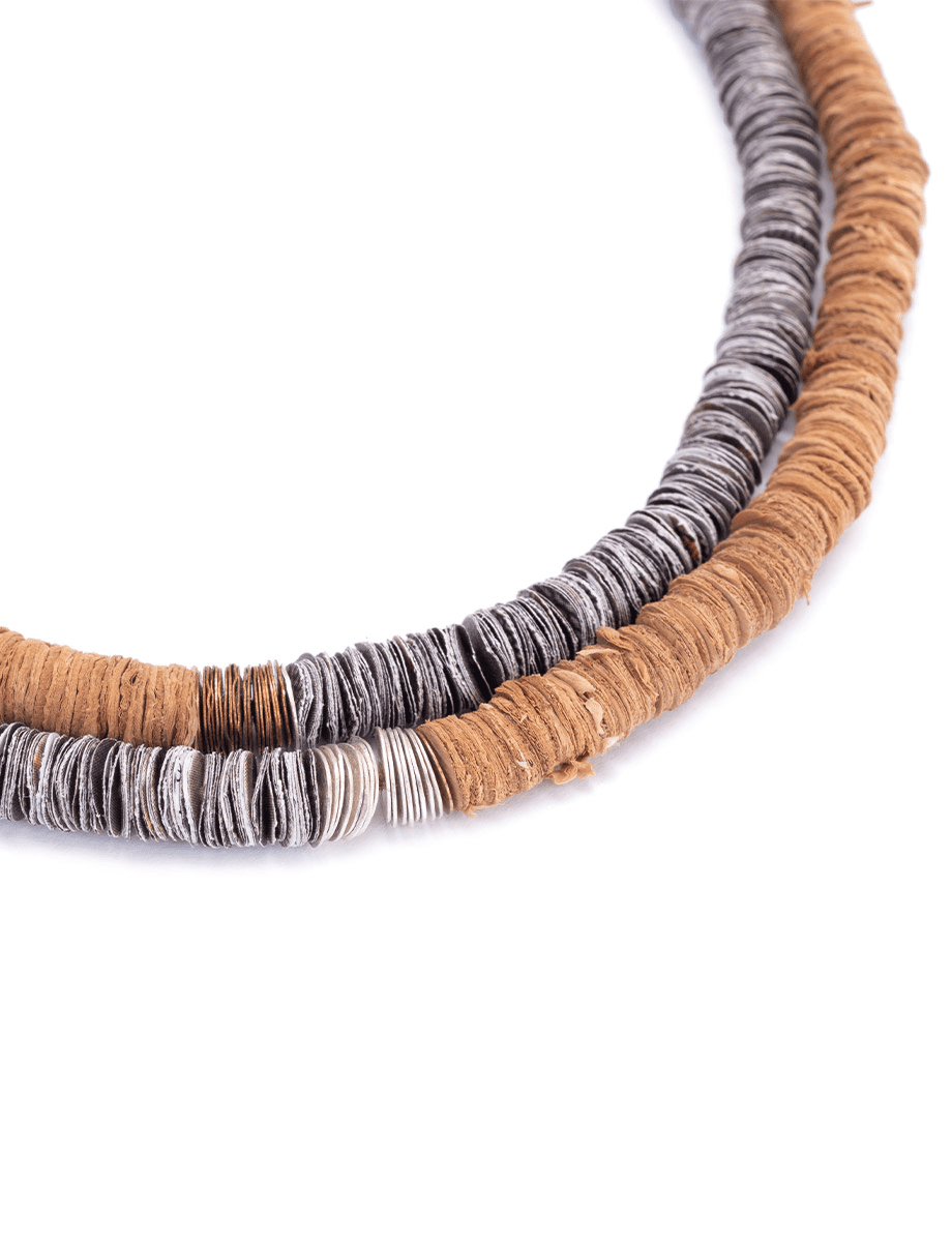 Half Light Necklace – Paper Bark, Paper, Fine Silver & Copper
