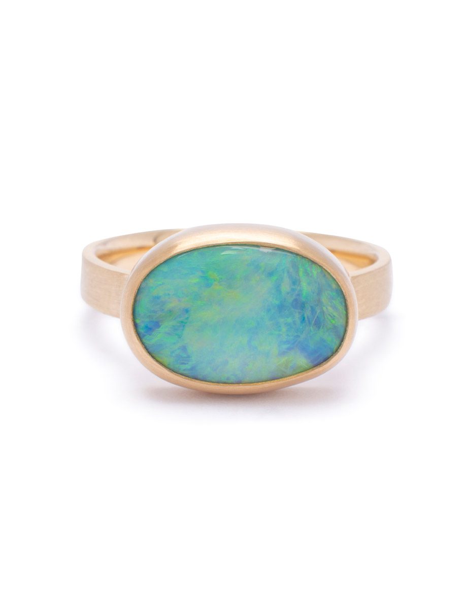 Blue Horizon Ring – Yellow Gold & Blue Opal