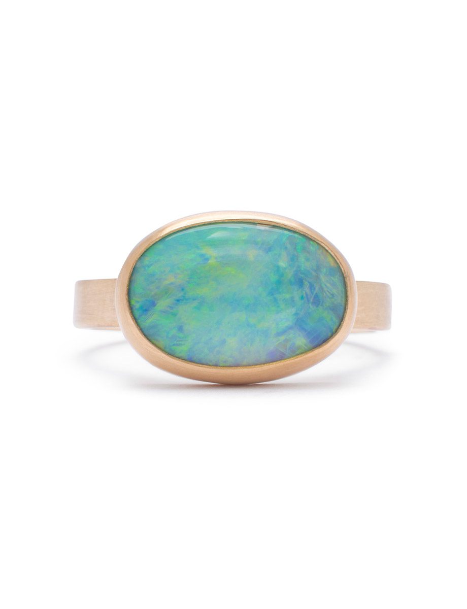Blue Horizon Ring – Yellow Gold & Blue Opal