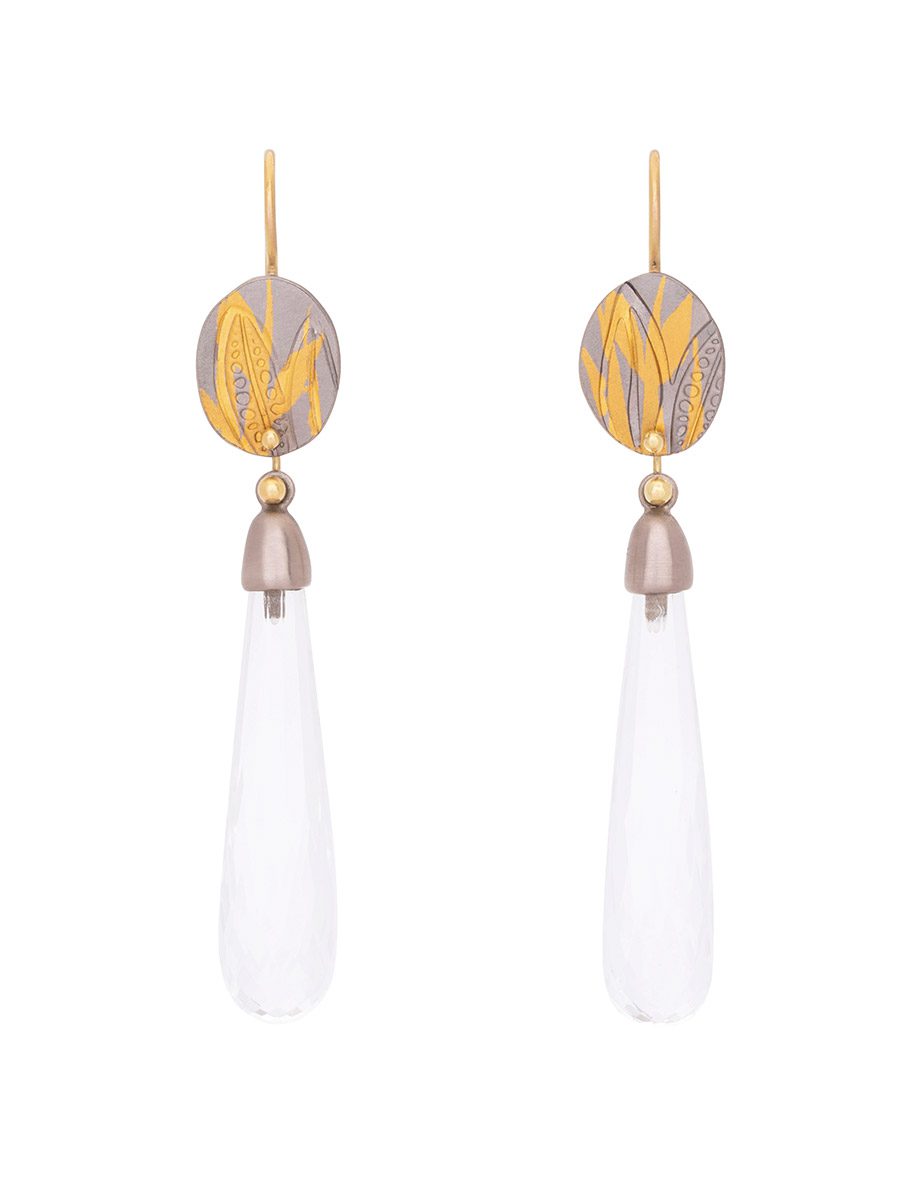 Clear Skies Hook Earrings – White & Yellow Gold