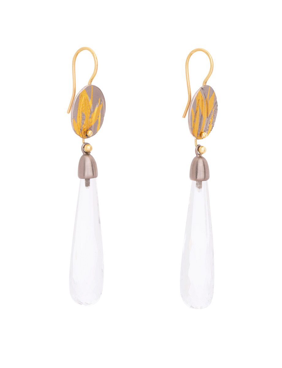 Clear Skies Hook Earrings – White & Yellow Gold