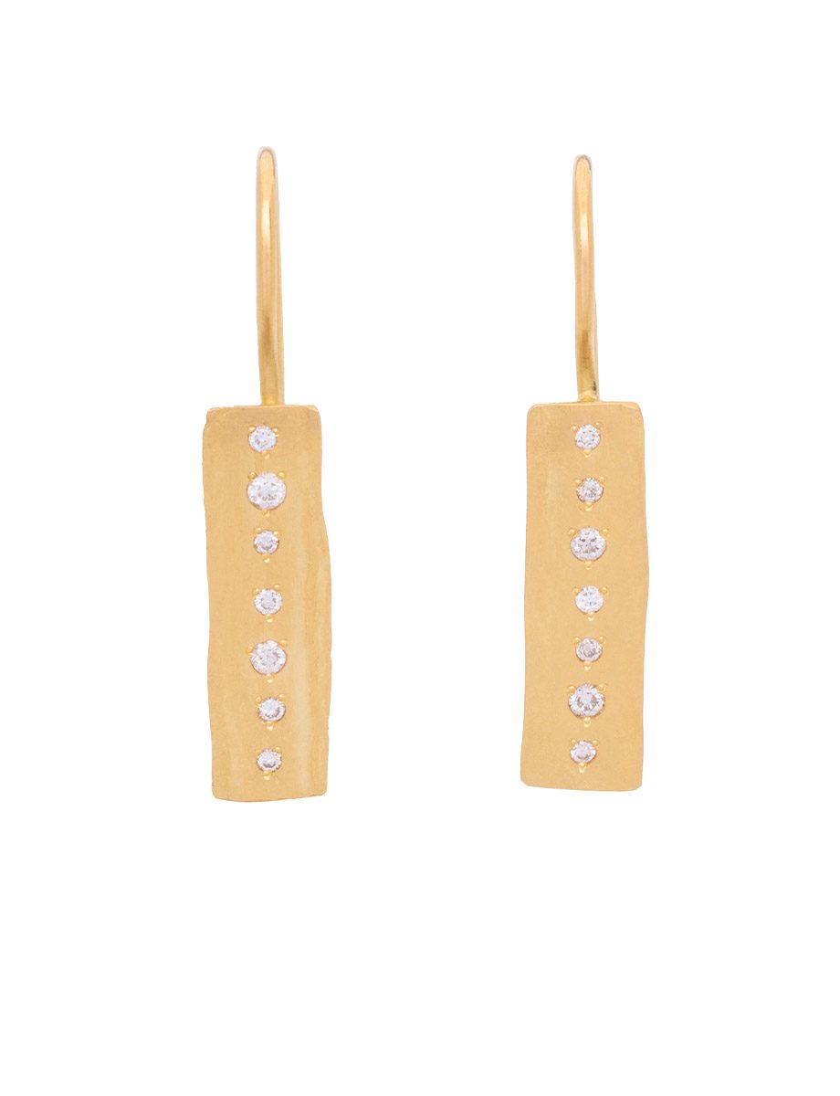 Eta Hook Earrings – Gold & White Diamonds