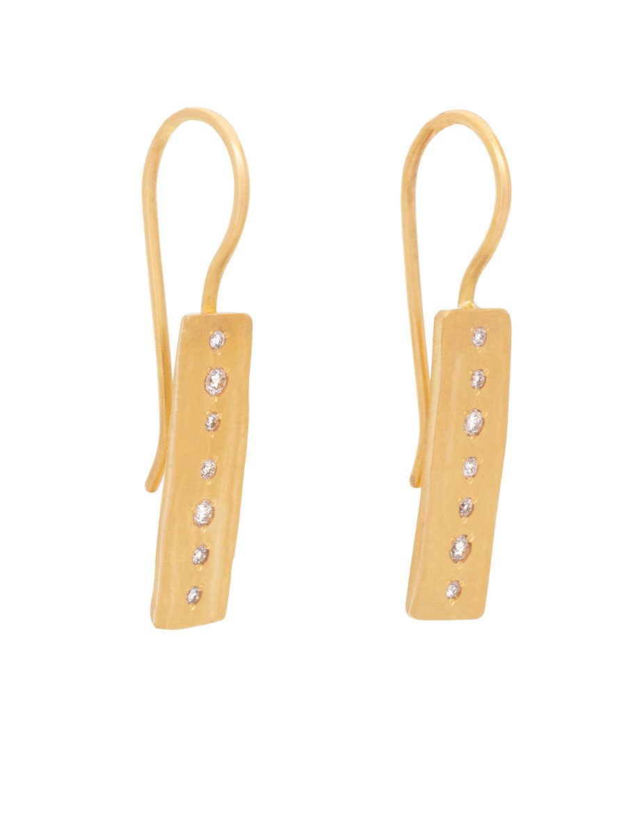 Eta Hook Earrings – Gold & White Diamonds