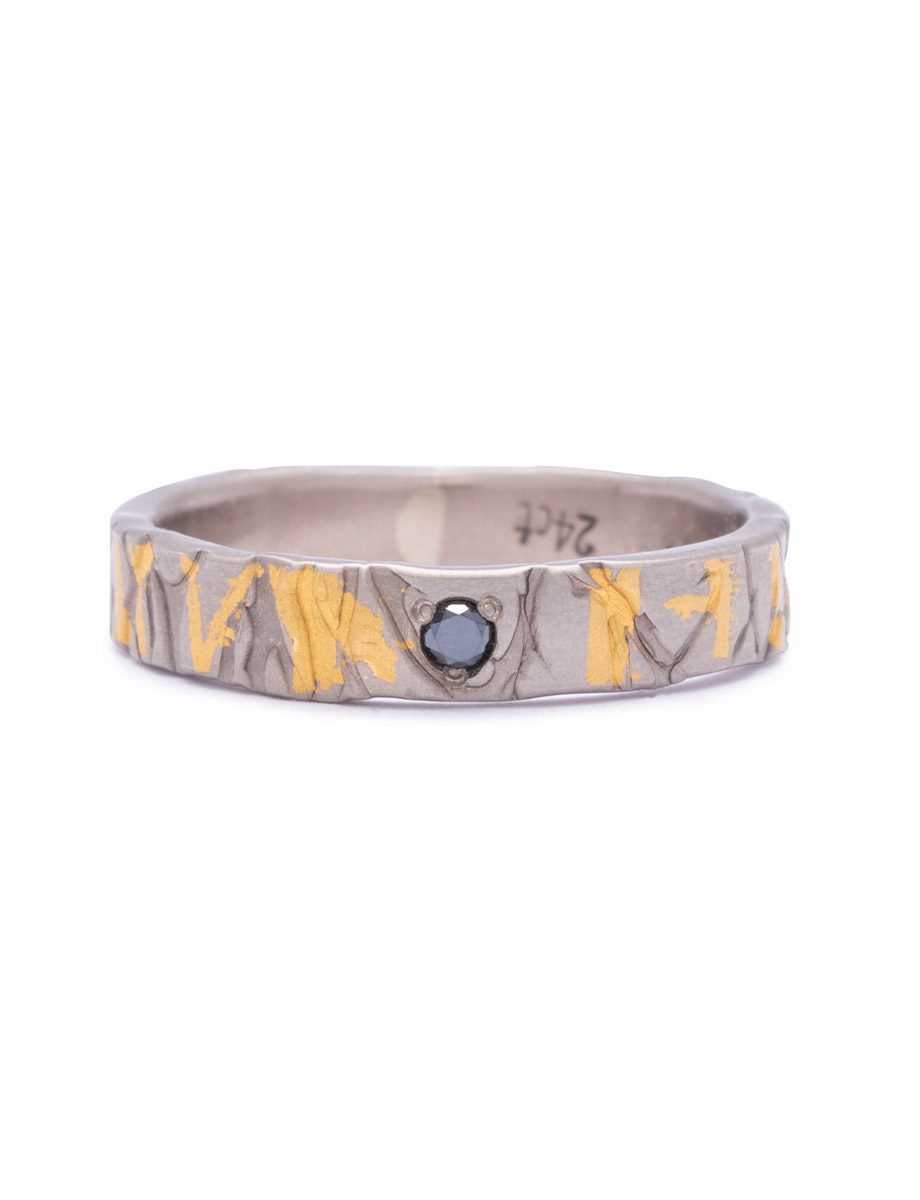 Filtered Darkness Ring – White Gold, Yellow Gold Keum Boo & Black Diamond