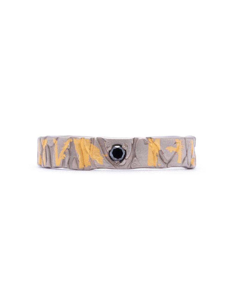 Filtered Darkness Ring – White Gold, Yellow Gold Keum Boo & Black Diamond