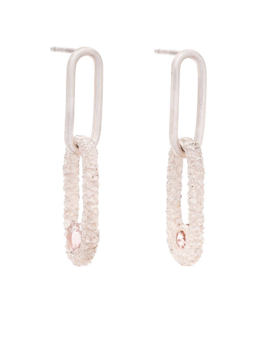 Linked Gem Earrings – Sterling Silver & Pink Tourmaline