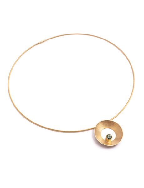 Open Sea Dish Pendant Necklace – Yellow Gold & Sapphire