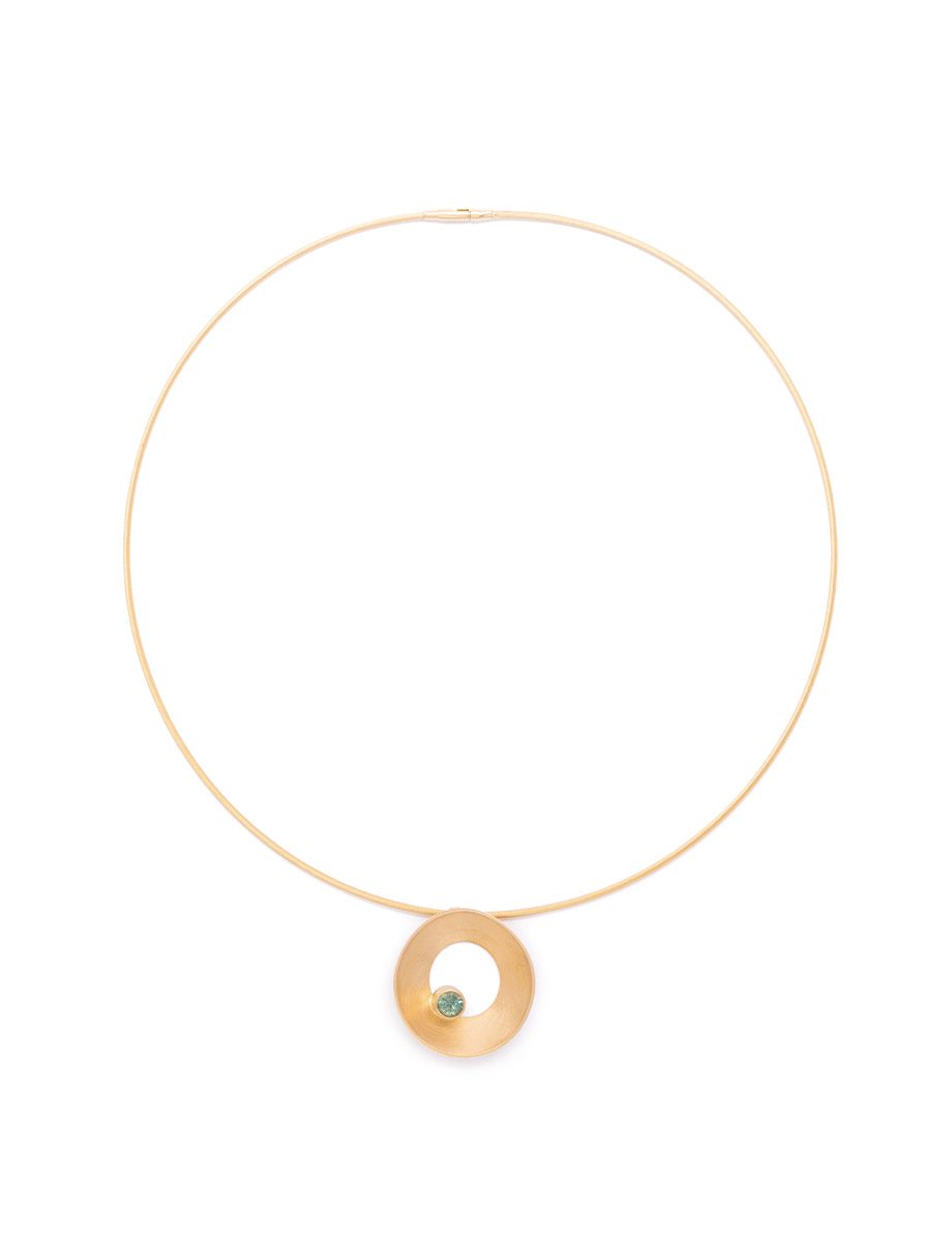 Open Sea Dish Pendant Necklace – Yellow Gold & Sapphire