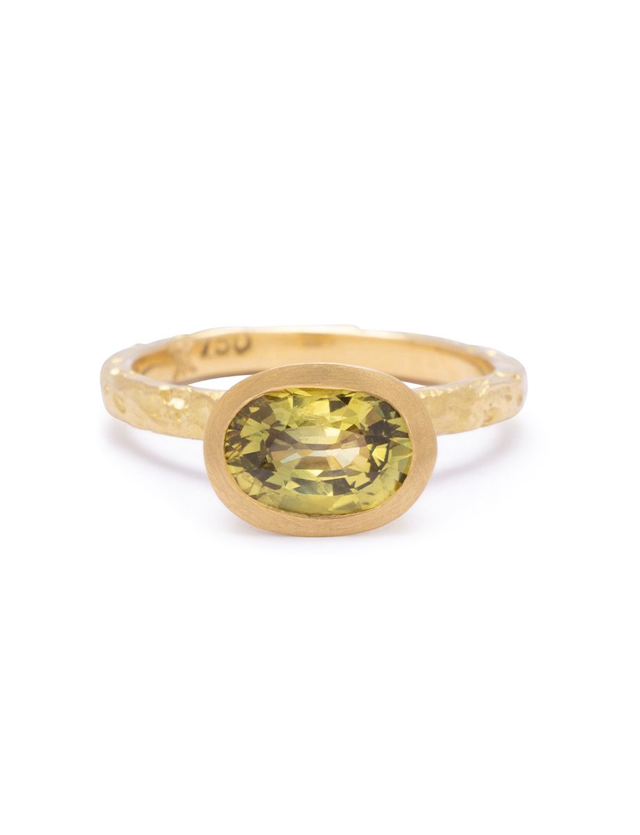 Seafoam Ring – Yellow Gold, Sapphire & White Diamond