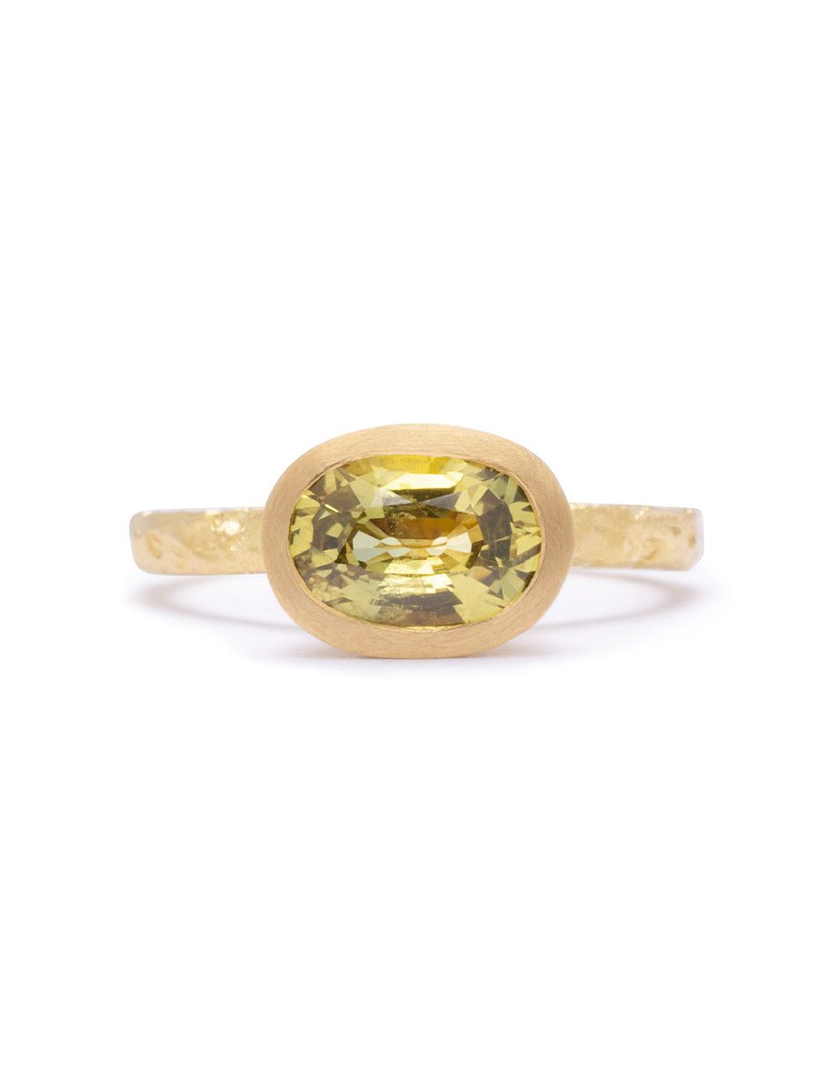 Seafoam Ring – Yellow Gold, Sapphire & White Diamond