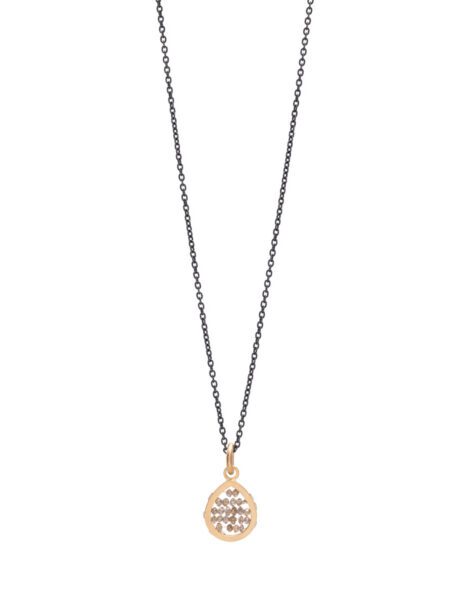 Tiny Teardrop Reef Pendant – Salt & Pepper Diamond Beads