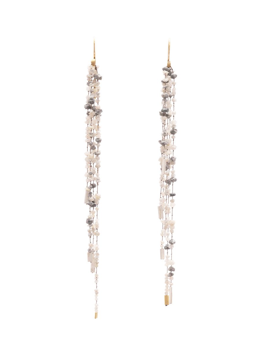 Diamond Bay Earrings – Rough Diamonds, Gold & Fine Silver