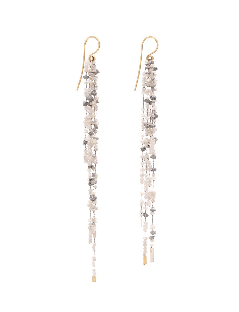 Diamond Bay Earrings – Rough Diamonds, Gold & Fine Silver