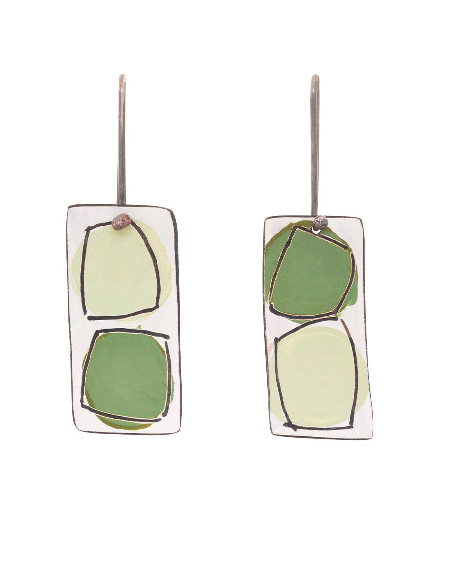 Long Window Hook Earrings – Green & White