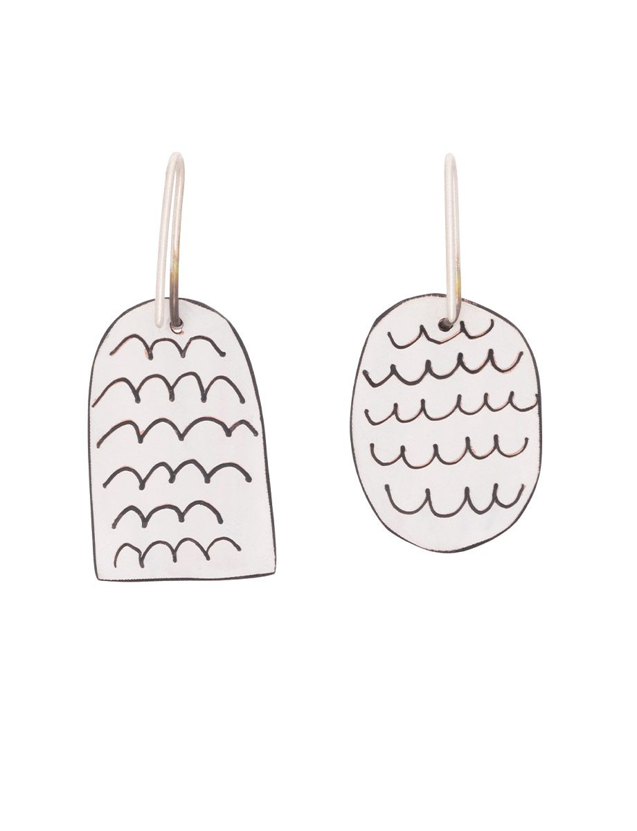 Apron Still Life Reversible Earrings – Green, Mustard & White