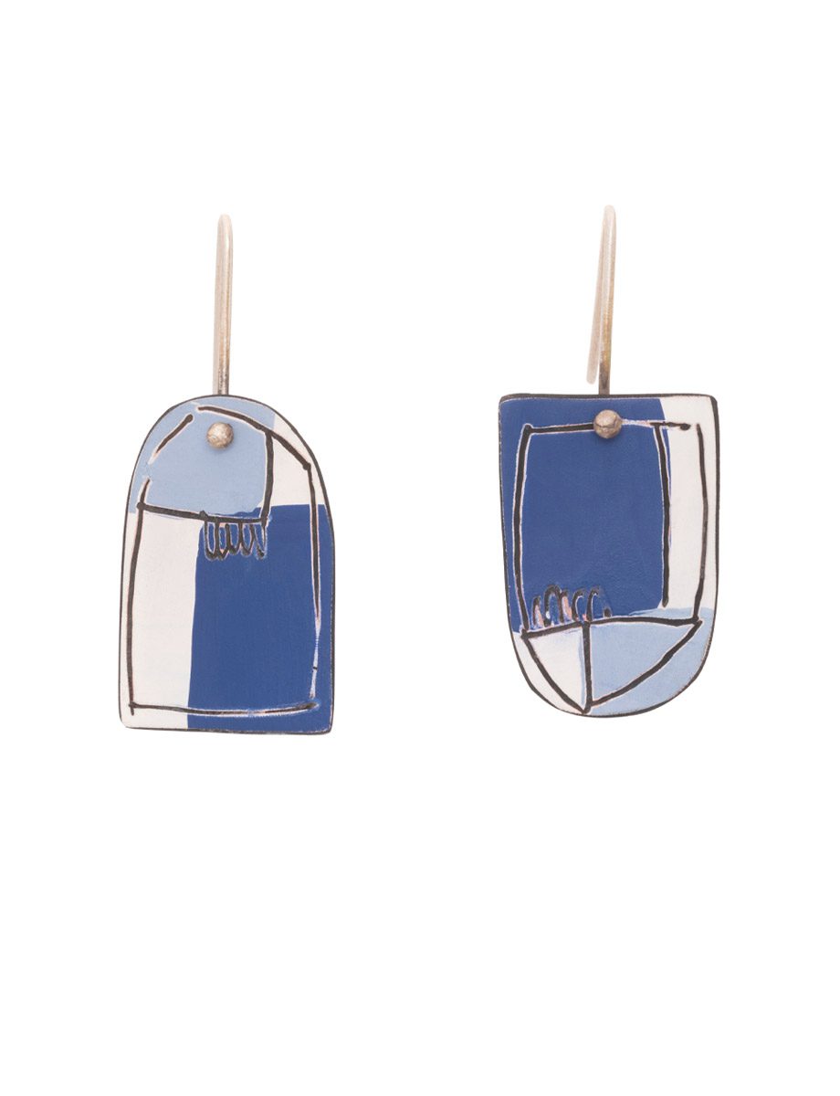 Apron Still Life Reversible Earrings – Blue & White