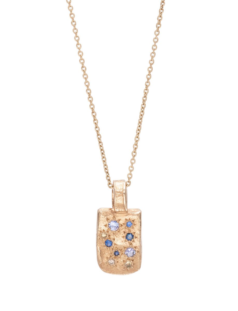 Talisman Pendant – Yellow Gold, Ceylon Sapphire & Champagne Diamond