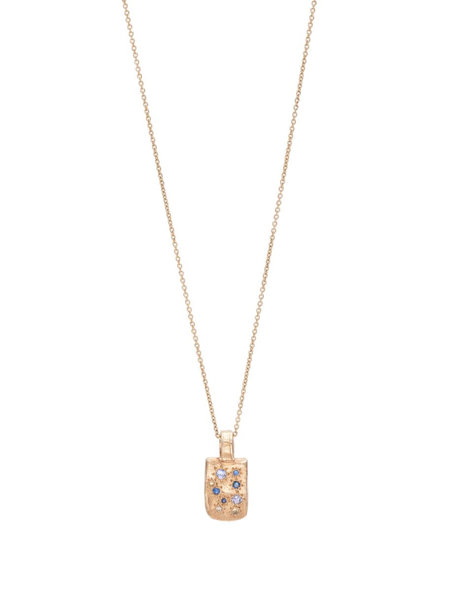 Talisman Pendant – Yellow Gold, Ceylon Sapphire & Champagne Diamond