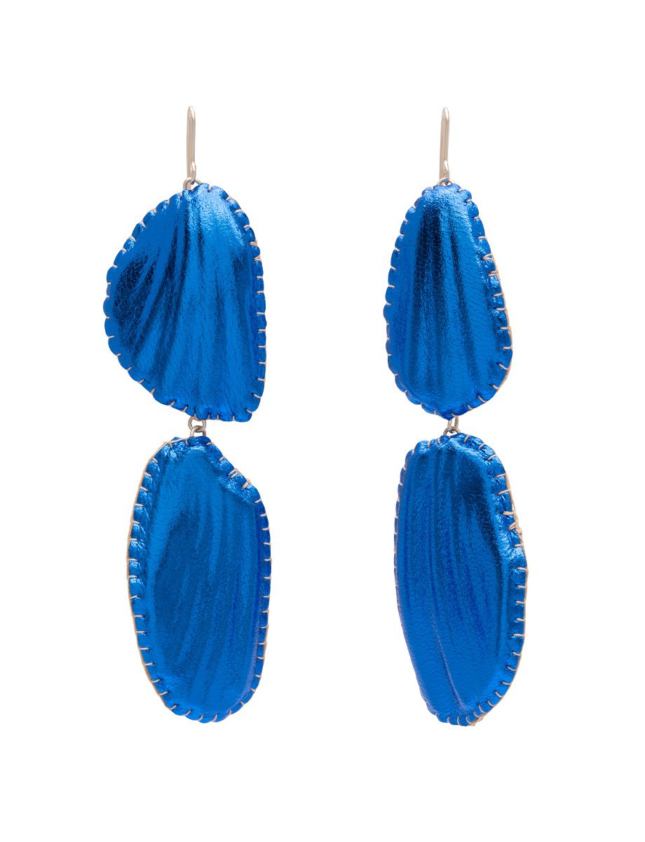 Double Soft Shell Earrings – Leather & Shell Fragments