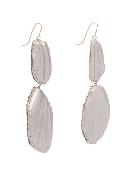 Double Soft Shell Earrings – Leather & Shell Fragments