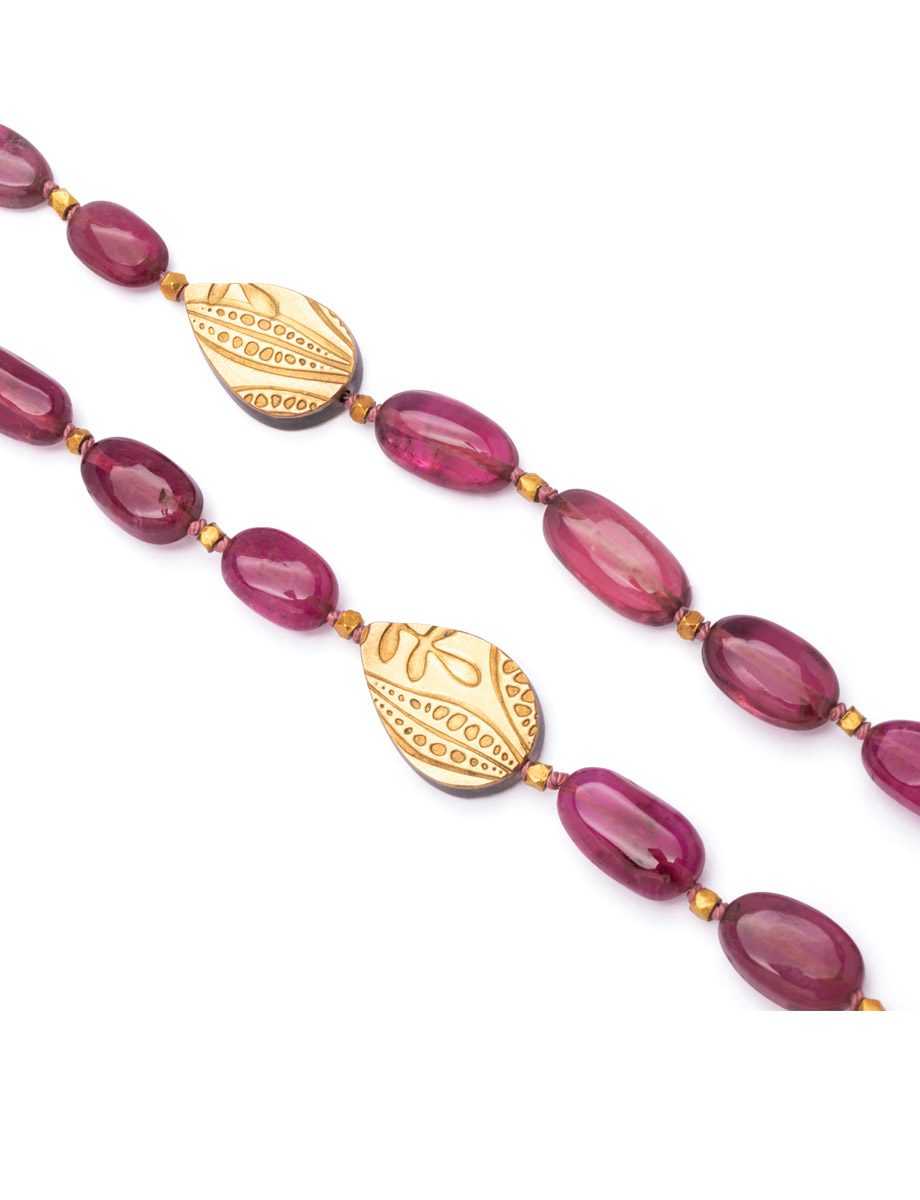 Double Pink Necklace – Pink Tourmaline & Yellow Gold