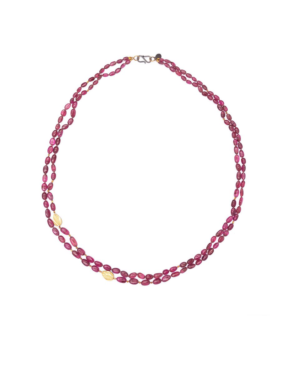 Double Pink Necklace – Pink Tourmaline & Yellow Gold