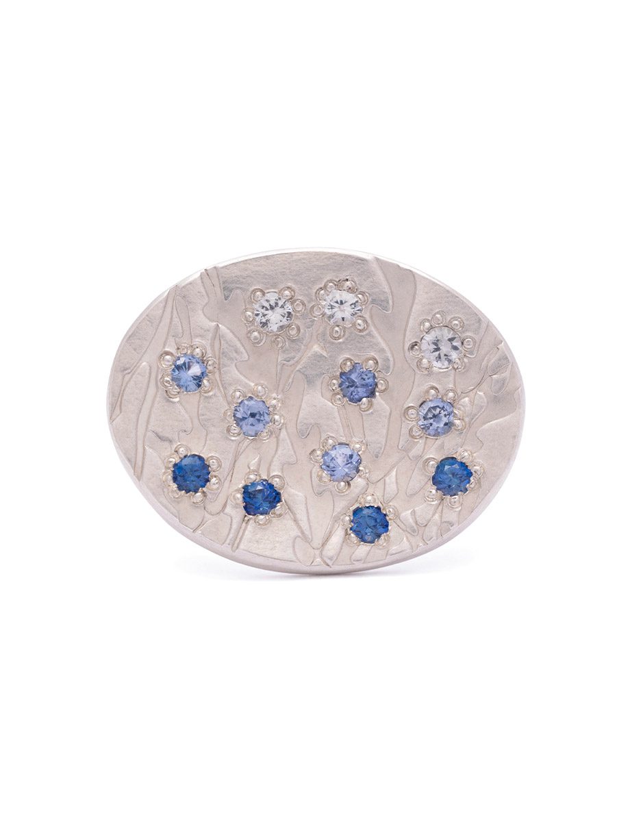 Frosted Morning Ring – Sterling Silver, Blue & White Sapphires