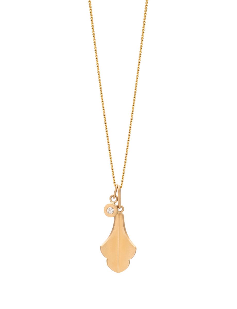 Golden Hummingbird Pendant Necklace – Yellow Gold & Old Cut Diamond